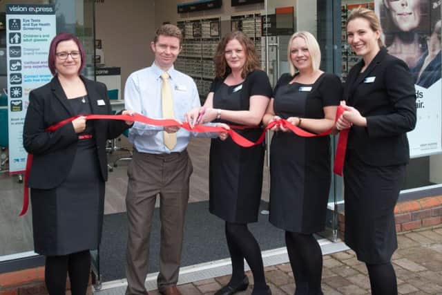 Vision Express store opening Marshalls Yard Gainsborough Sept 2014.