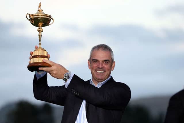 File photo dated 28-09-2014 of Europe captain Paul McGinley with the Ryder Cup trophy on day three of the 40th Ryder Cup at Gleneagles Golf Course, Perthshire. PRESS ASSOCIATION Photo. Issue date: 
Monday September 29, 2014. Lee Westwood urged future European Ryder Cup captains to take a leaf from Paul McGinley's book after the Irishman led the home side to victory at Gleneagles. See PA story GOLF Ryder Europe. Photo credit should read David Davies/PA Wire.