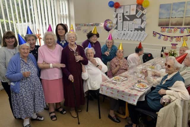 Mary Swales celebrates her 104th birthday with friends at the Ann Daniels Lunch Club