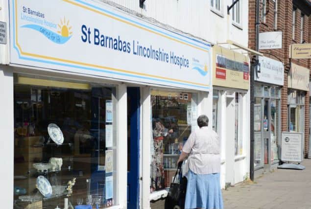 St Barnabas Lincolnshire Hospice shop on Church Street in Gainsborough G130716-1a