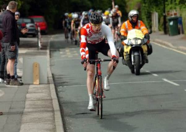 The Danum Trophy Road Race 2013. Dominic Smith, Retford & District Wheelers took the lead after the first lap. Picture: Malcolm Billingham