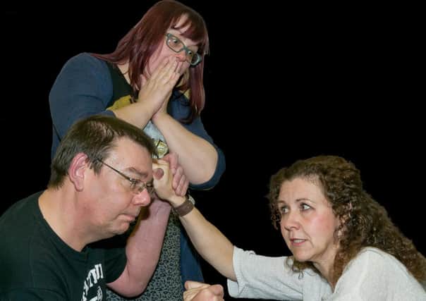 Rehearsing See How They Run for Dukeries Theatre Company are (from left): Steve Rowan, Corrie Houton and Trudi Jackson