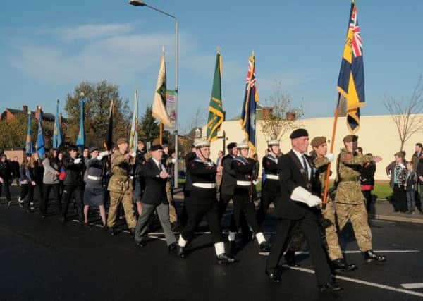 Remembrance Parade & Service at Worksop Standard Party parading along Memorial avenue