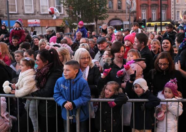 Crowds at the Worksop Christmas lights switch-on 2014.