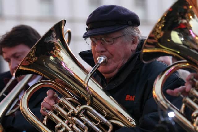Worksop Miners Welfare Band played Christmas carols at the Worksop Christmas lights switch-on 2014.