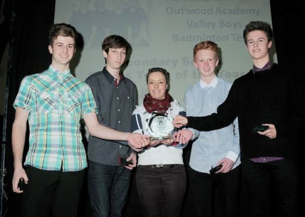 Bassetlaw Sports Awards held at Worksop College. Award presenter & Special Guest was Sophie Wells MBE. NWGU 5-12-14 Awards, Secondary School team of year, Outwood Academy Table Tennis U13 (5)