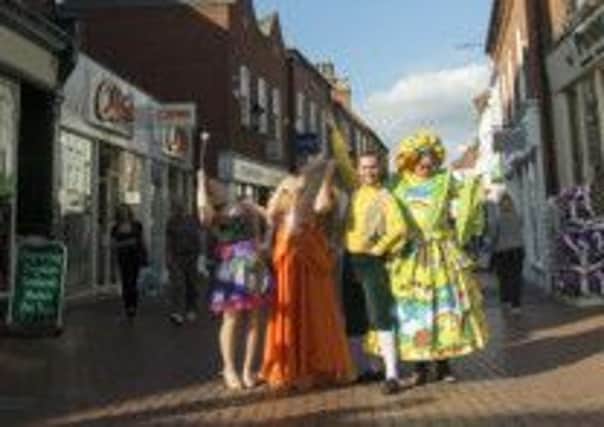 Members of the cast of Jack and the Beanstalk which opens in Retford in the new year
