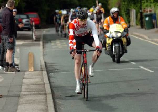 The Danum Trophy Road Race 2013. Dominic Smith, Retford & District Wheelers took the lead after the first lap. Picture: Malcolm Billingham