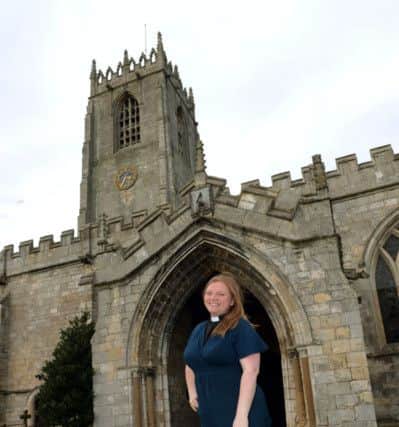 Pictured is The Rev Kate Bottley who is appearing on the Ch4 TV progg Googlebox outside St Marys & StMartins Church in Blyth