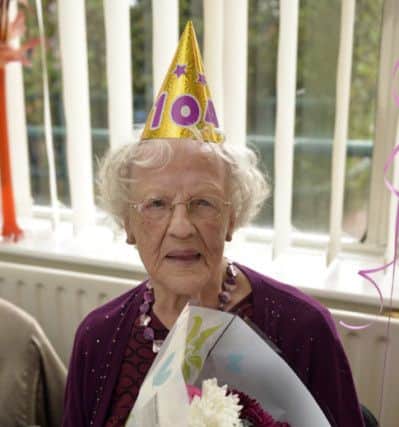Mary Swales celebrates her 104th birthday with friends at the Ann Daniels Lunch Club