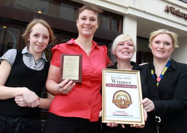 The Sweyn Forkbeard has won the Gainsborough Standard Pub of the Year. Pictured are Charnee Chapman, Amanda Fretwell, Sarah Green, and Kim Hood.