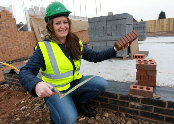 A1 Housing Tenant Shelley McVay layed one of the first bricks at A1 Housing new development at Smith Square in Harworth.