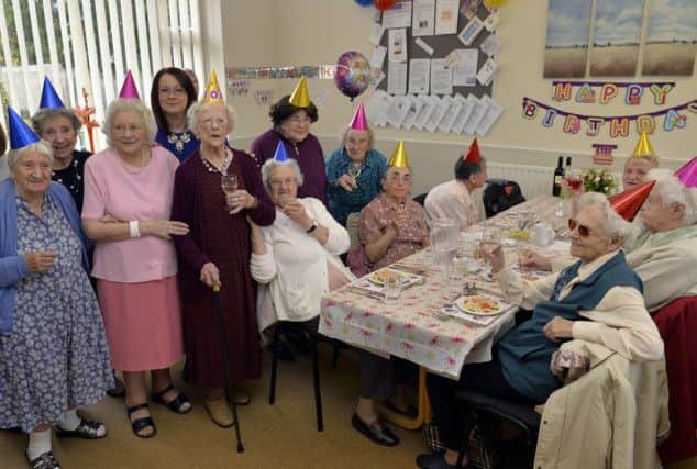 Mary Swales celebrates her 104th birthday with friends at the Ann Daniels Lunch Club