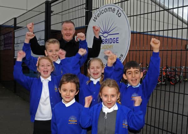 Headteacher George Huthart and pupils from Norbridge Academy.  Picture: Andrew Roe