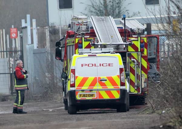 Fire and police at the scene of a fire at a scrap yard on Station Road in Ranskill.