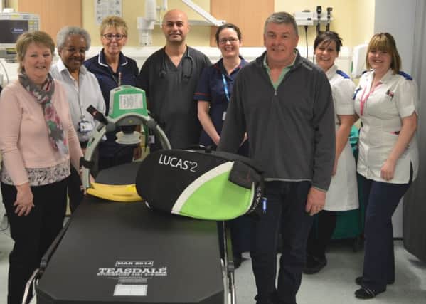 Nick and Lesley Allmond pictured with the Lucas Chest Compression System in the Emergency Department.