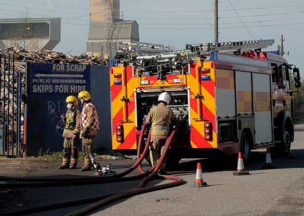 Fire at Thompson Waste Management, Summer Gangs lane, Gainsborough.Fire engine at the scene