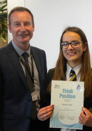 Clowne youngster Georgia Crapper with her 'Think Positive' award.