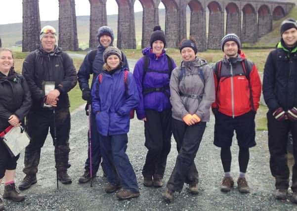 Hikers from Wright Vigar, Lisa Walker, Stuart Thom, Matthew Field, Katie Hoare, Steph Peel, Jo Richardson, Ian Ball and Oliver Cross at Whernside