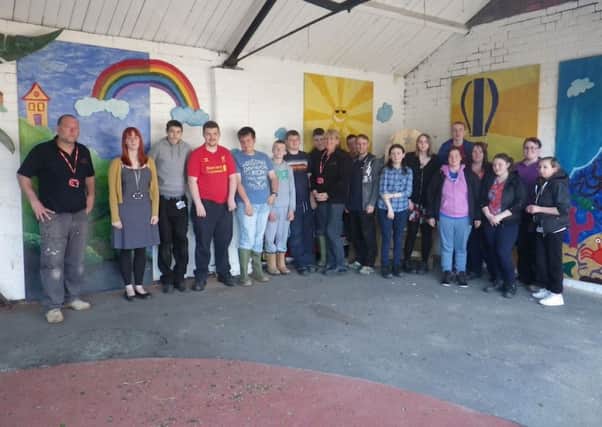 Students from North Notts College have been working at Misterton SureStart Childrens Centre on a project to brighten up their outside sheltered area of the playground