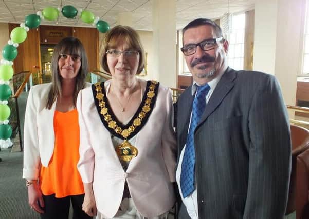 Pictured from left is Louise Wightman, Councillor Sybil Fielding, Chairman, Notts County Council, and adult learner Mick Hirst of Worksop.