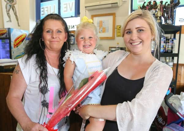 L>R Karen Bissett,. Esmee doxey age 3, Kirsty Pritchard Karen Bisset has been nominated for fundraising for a headstone for her childhood friend who passed away a few years ago. When she found out his grave didn't have a headstone she was horrified.