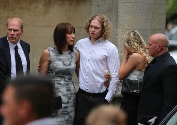 Fiance Liam Moore and Carly's close family arrive at the Church. The funeral of Carly Lovett, 24, at All Saints' Parish Church, Gainsborough today July 17 2015. Carly was one of 38 people killed in the Tunisian terrorist attack on June 26th at the coastal resort of Sousse. The 24-year-old was enjoying a holiday with fiance of six months Liam Moore who survived the attack. 

Tom Maddick / Rossparry.co.uk