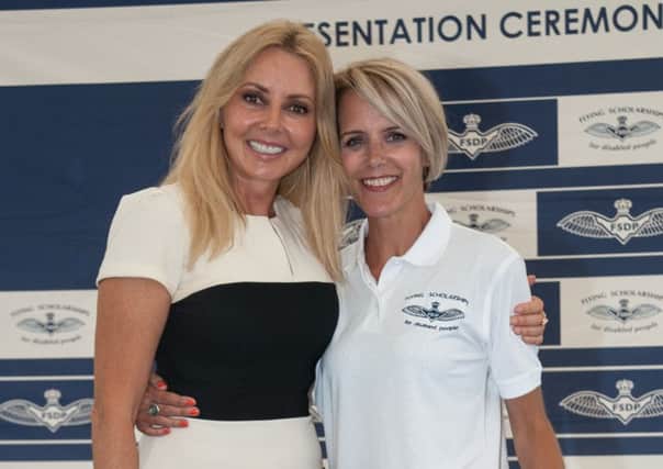 Sherrill meets her sponsor, Carol Vorderman, at the Royal International Air Tattoo.