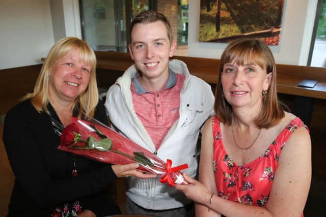 NWGU - Guardian Rose    Janet Buckley has been nominated for a Guardian Rose by Liz Langley. L>R Janet Buckley, Janets Son Liam Buckley, Liz Langley