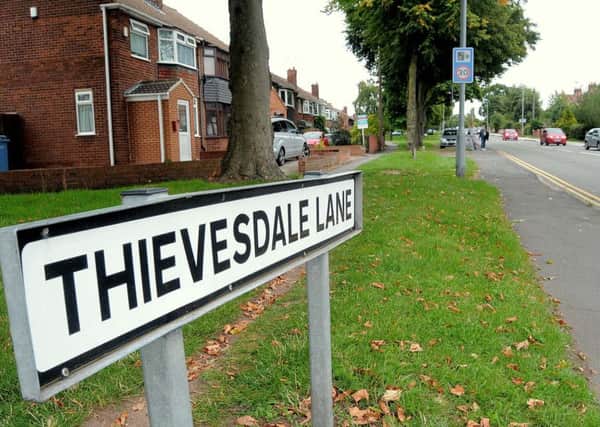 Pictures of Thievesdale Lane,Worksop along with street signs, to go with
story of Attempted Burglary at an elderley Pensioners home

(Thievesdale lane is a long road, divided into two areas)