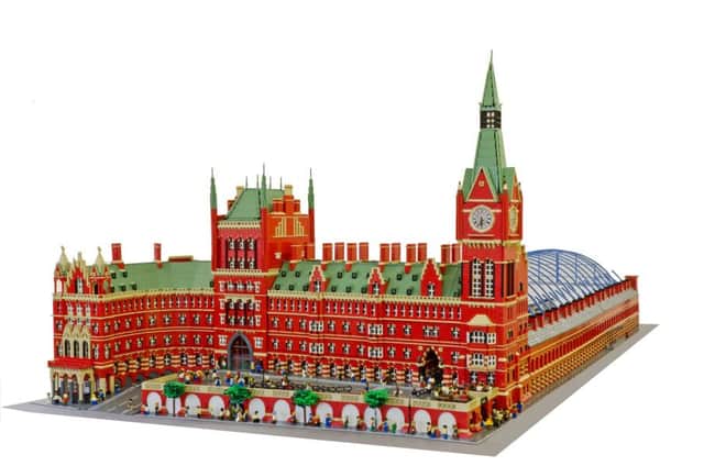 A lego model of St Pancras train station in London that is due to be displayed at the Brick City exhibition at the Harley Gallery at the Welbeck Estate in Nottinghamshire