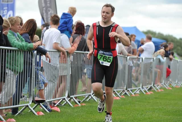 Worksop Guardian sports editor Graham Smyth in the run section of the Ripon Olympic Distance Triathlon