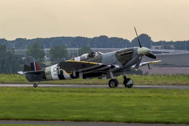 Veterans day at Gamston Airport, arrival of the Spitfire aircraft