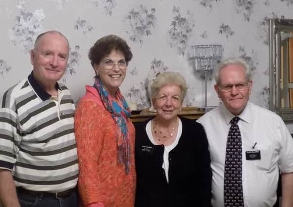 Missionary Steve Nuttall (left) with his wife Maureen (second left) who has returned to visit Roger and Janet Galloway in Worksop 50 years after he first visited and started the Worksop branch of the Mormons with Roger