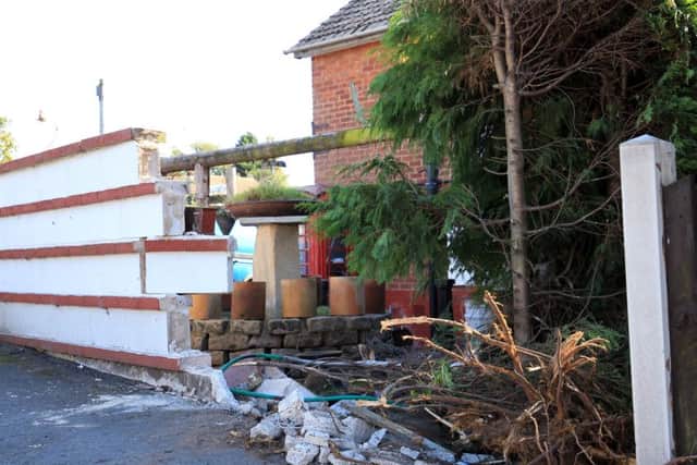 A car has crashed into a wall on Sitwell Road in Worksop.