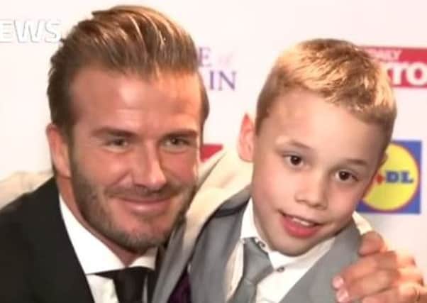 David Beckham and Bailey Matthews at the Pride of Britain awards (Via ITV News)