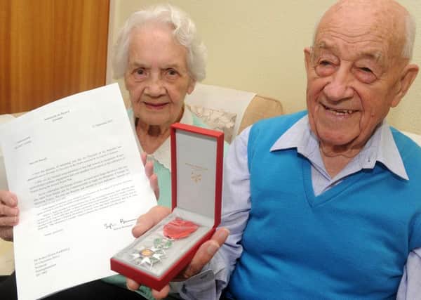 Robert Parnell, of Chesterton Drive, Worksop has been awarded with the Liberation of France medal for his services in World War Two, with his wife Dorothy. Picture: Andrew Roe