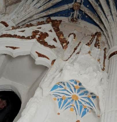 Wayside chapel interiors & exterior pics of Worksop Priory Gatehouse.
NWGU 11-9-15 gatehouse, Wayside Chapel entrance stairway with Statues ( 5 & 6)