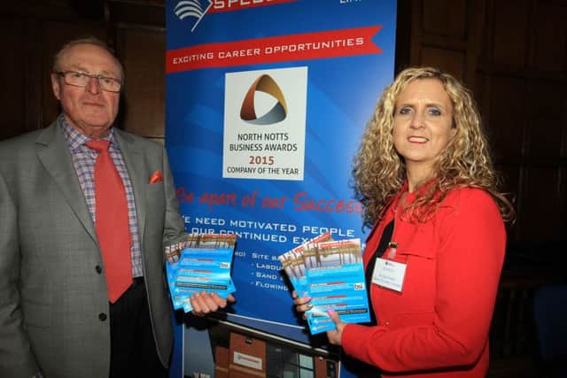 The North Notts Business and Property Show 2015 took place at Worksop College. Pictured from Speed Screed Ltd are David Ashurst and Nicola Parkin.