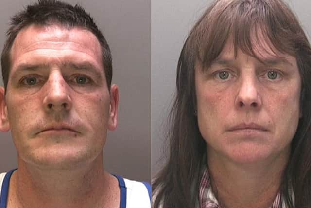 Anita Gray, 48, and Gary Holmes, 42, who were found guilty of burgling the home of Donald Hudson and sentenced to three and a half years in jail.