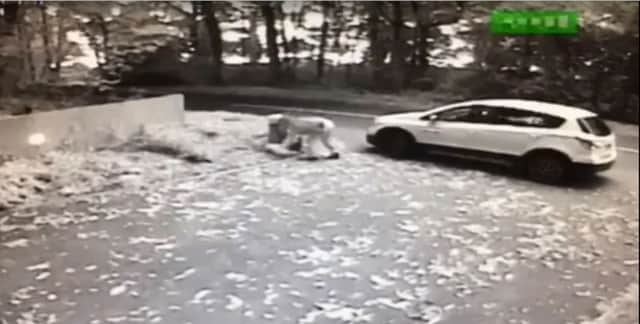 Screenshot of CCTV footage of pumpkin thieves in Papplewisk Nottinghamshire