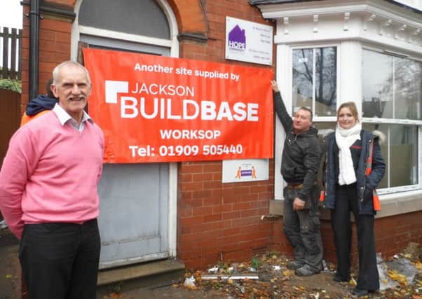 Jackson Buildbase and the charity CRASH have both donated materials to HOPE's new move-on accommodation project in Worksop