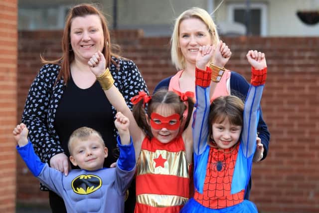 Pictured are Michelle Kirby and Sarah Pridmore who organised the party. They are pictured with pupils Ruby Barsley, eight, Scarlett Rayner, six, and Elliott Barker, five.