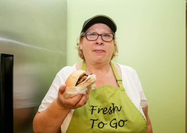 Sharon Walton with the free offer at Fresh to Go