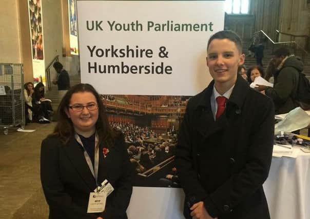 National Youth Parliament member Ashley Gregory, from Aston, and fellow member for Rotherham Toni Paxford, took part in a debate at the House of Commons in Westminster