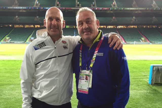 England Rugby physio Phil Pask, with fellow Worksop Rugby Club stalwart Mark Walker