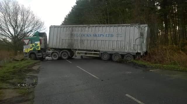 A lorry tried to turn around on Netherfield Lane in Mansfield and got stuck in a ditch causing the road to be blocked