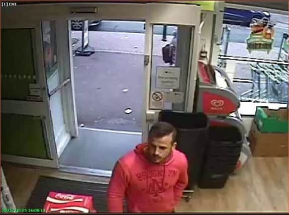 Nottinghamshire  Police want to speak with this man in connection with a shop theft at Co-op High Street, Edwinstowe in 2015