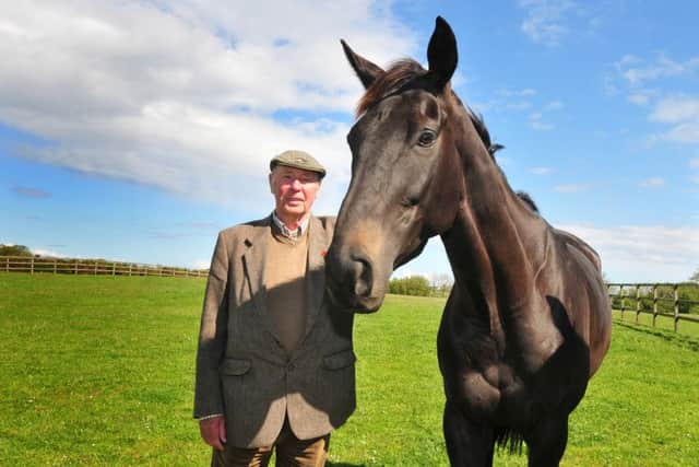 TEA FOR TWO? -- owner Trevor Hemmings with this years Crabbies Grand National winner, Many Clouds. They must defend their Aintree titles at tea-time in 2016.