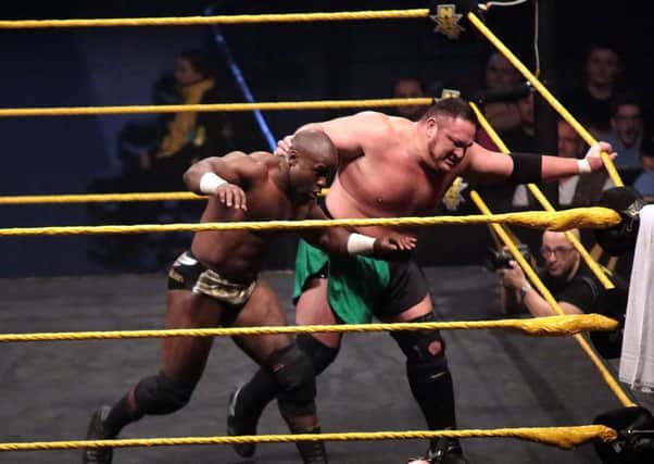 WWE NXT stars Appollo Crews and Samoa Joe.  Photo by Glenn Ashley.